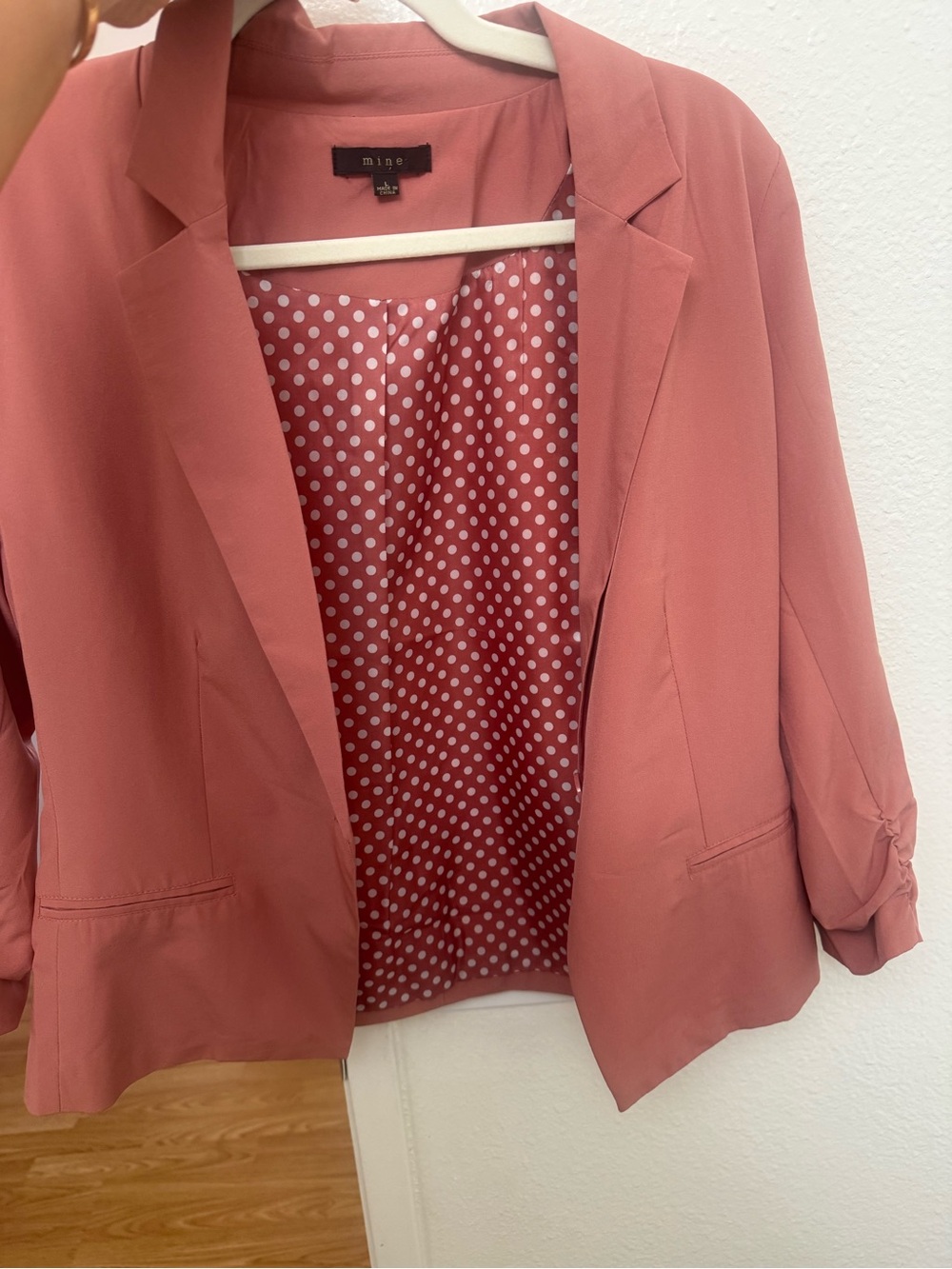 mine Coral Pink Polka Dot-Lined Blazer